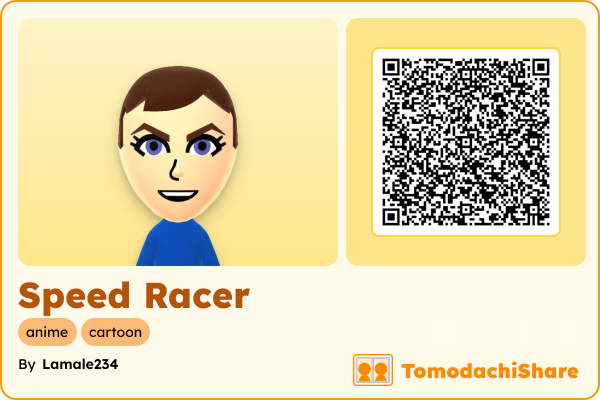Speed Racer, a male Mii  with tags: anime, cartoon