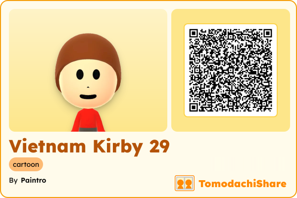 Vietnam Kirby 29, a male Mii  with tags: cartoon