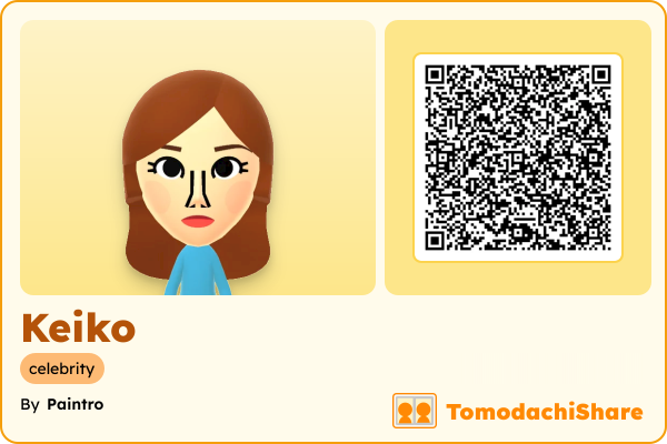 Keiko, a female Mii  with tags: celebrity