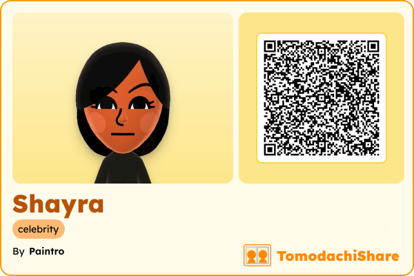 Shayra, a female Mii  with tags: celebrity