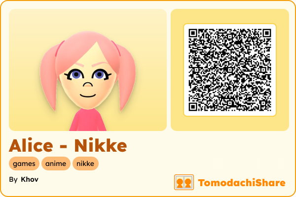 Alice - Nikke, a female Mii  with tags: games, anime, nikke