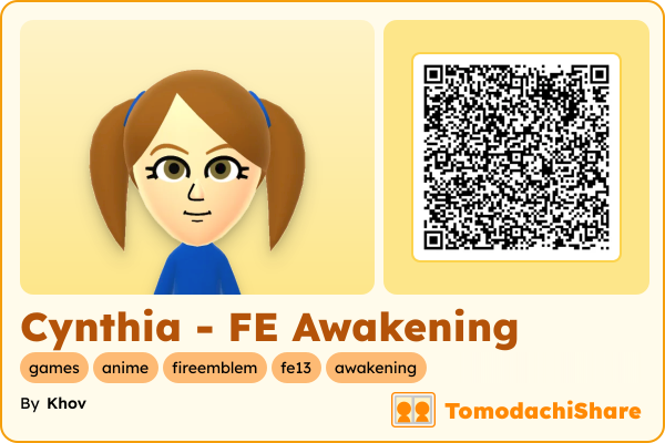 Cynthia - FE Awakening, a female Mii  with tags: games, anime, fireemblem, fe13, awakening