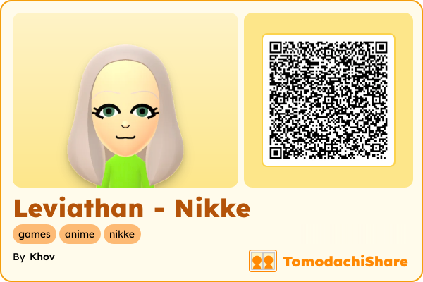 Leviathan - Nikke, a female Mii  with tags: games, anime, nikke