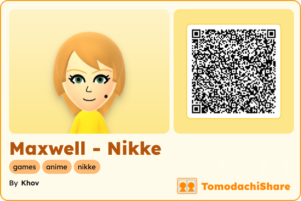 Maxwell - Nikke, a female Mii  with tags: games, anime, nikke