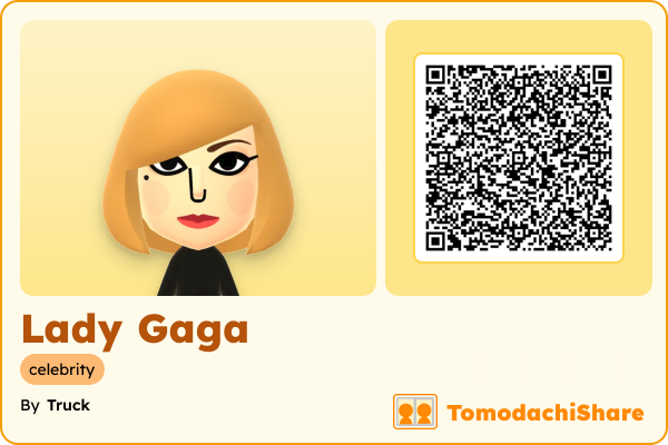Lady Gaga, a female Mii  with tags: celebrity