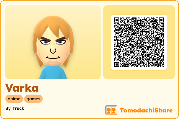 Varka, a male Mii  with tags: anime, games