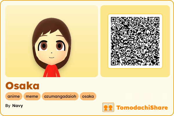Osaka, a female Mii  with tags: anime, meme, azumangadaioh, osaka