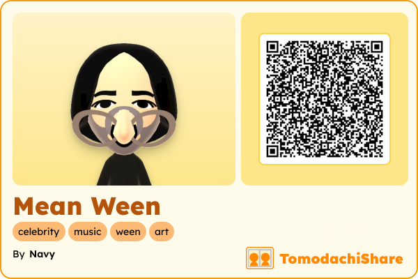 Mean Ween, a male Mii  with tags: celebrity, music, ween, art