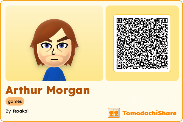 Arthur Morgan, a male Mii  with tags: games