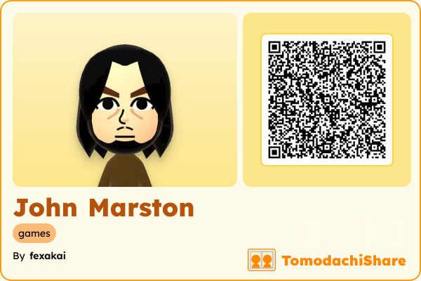 John Marston, a male Mii  with tags: games