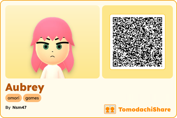 Aubrey, a female Mii  with tags: omori, games