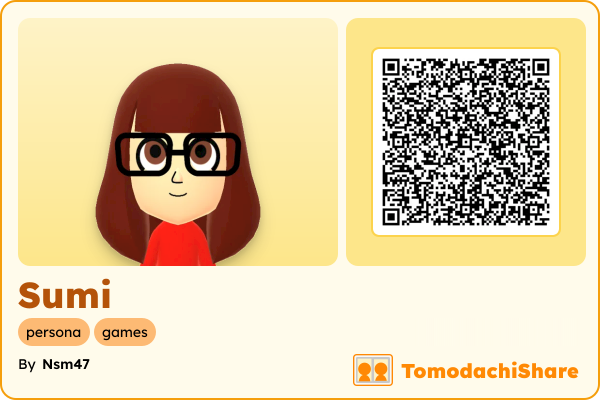 Sumi, a female Mii  with tags: persona, games