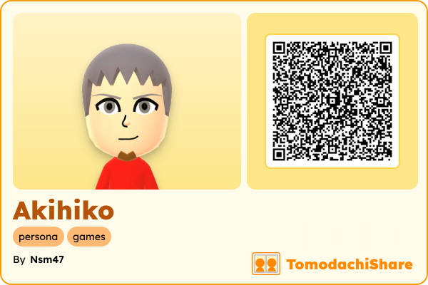 Akihiko, a male Mii  with tags: persona, games