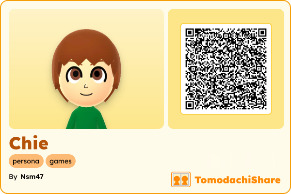 Chie, a female Mii  with tags: persona, games