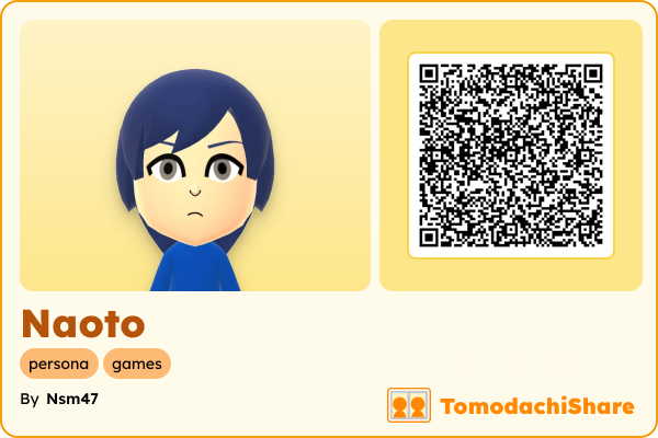 Naoto, a female Mii  with tags: persona, games