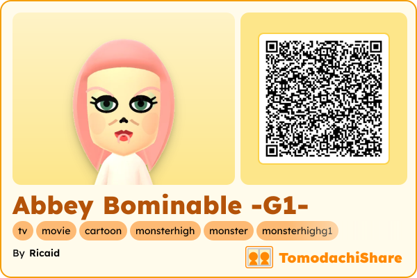Abbey Bominable -G1-, a female Mii  with tags: tv, movie, cartoon, monsterhigh, monster, monsterhighg1