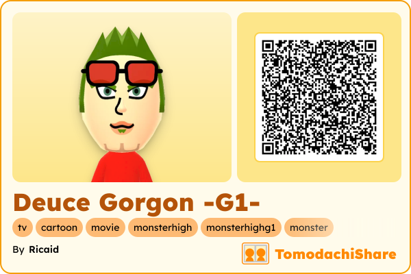 Deuce Gorgon -G1-, a male Mii  with tags: tv, cartoon, movie, monsterhigh, monsterhighg1, monster