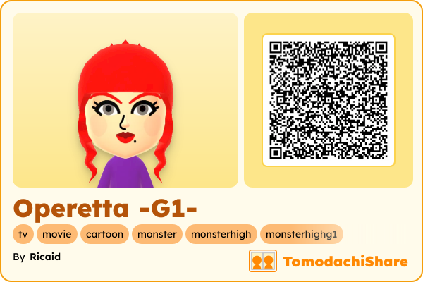Operetta -G1-, a female Mii  with tags: tv, movie, cartoon, monster, monsterhigh, monsterhighg1