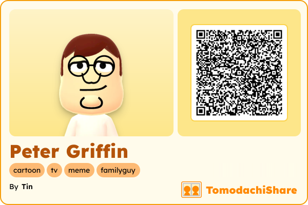 Peter Griffin, a male Mii  with tags: cartoon, tv, meme, familyguy