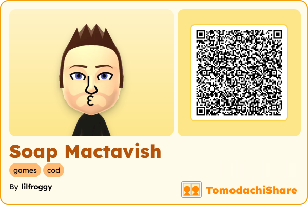 Soap Mactavish, a male Mii  with tags: games, cod
