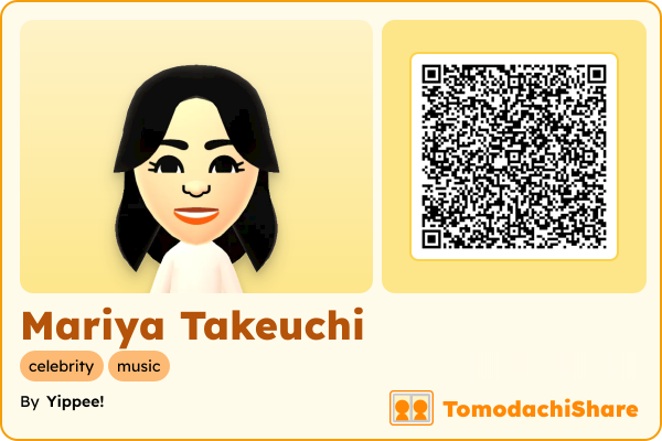 Mariya Takeuchi, a female Mii  with tags: celebrity, music
