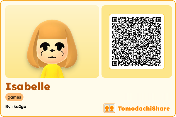 Isabelle, a female Mii  with tags: games