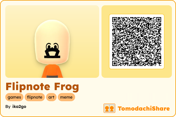 Flipnote Frog, a male Mii  with tags: games, flipnote, art, meme