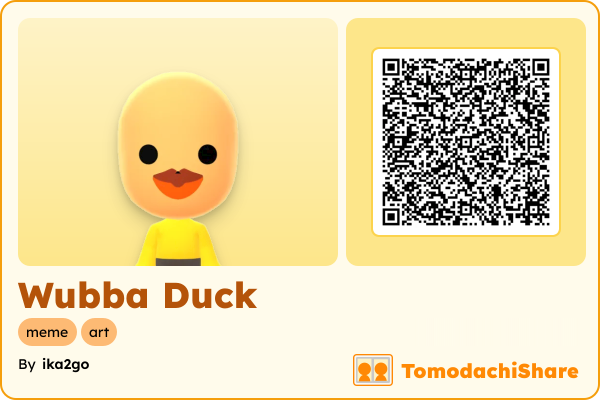 Wubba Duck, a male Mii  with tags: meme, art