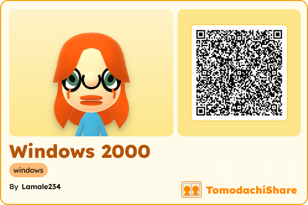 Windows 2000, a female Mii  with tags: windows