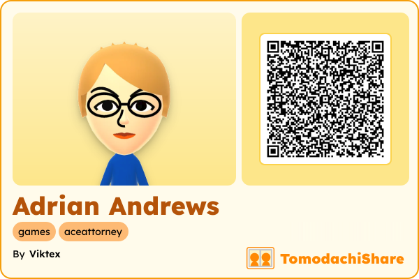Adrian Andrews, a female Mii  with tags: games, aceattorney