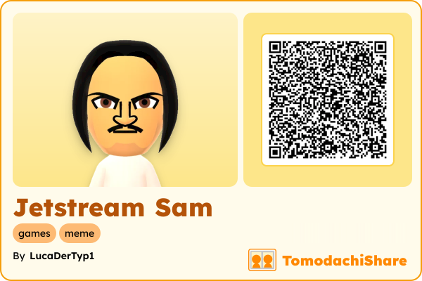 Jetstream Sam, a male Mii  with tags: games, meme