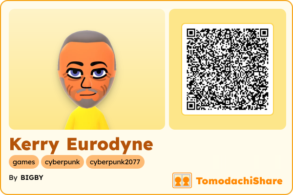 Kerry Eurodyne, a female Mii  with tags: games, cyberpunk, cyberpunk2077