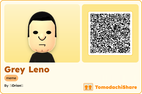 Grey Leno, a male Mii  with tags: meme
