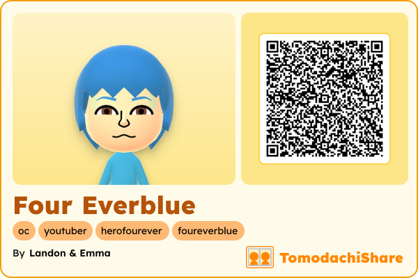 Four Everblue, a male Mii  with tags: oc, youtuber, herofourever, foureverblue