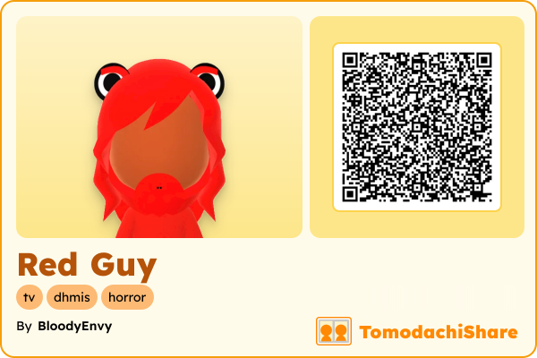 Red Guy, a male Mii  with tags: tv, dhmis, horror