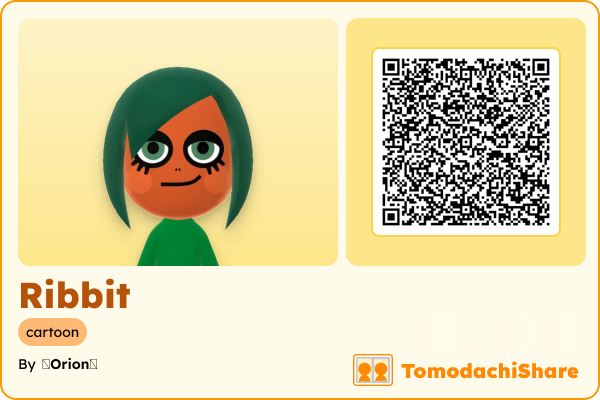 Ribbit, a female Mii  with tags: cartoon