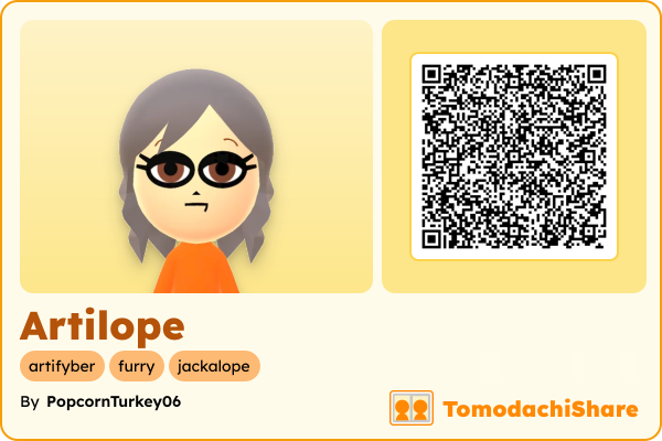 Artilope, a female Mii  with tags: artifyber, furry, jackalope