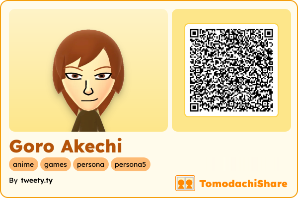 Goro Akechi, a male Mii  with tags: anime, games, persona, persona5