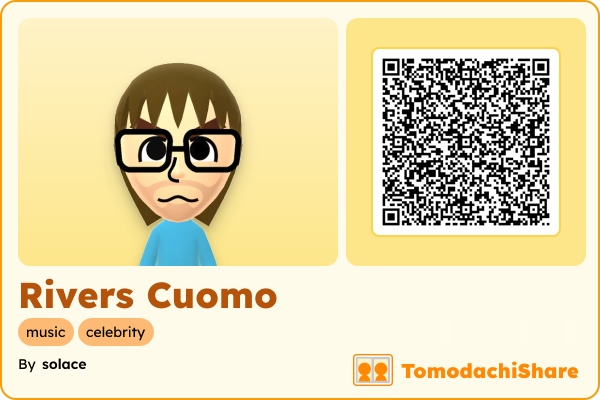 Rivers Cuomo, a male Mii  with tags: music, celebrity