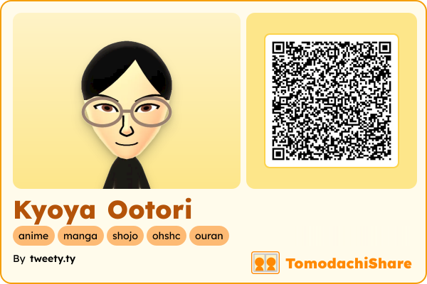 Kyoya Ootori, a male Mii  with tags: anime, manga, shojo, ohshc, ouran
