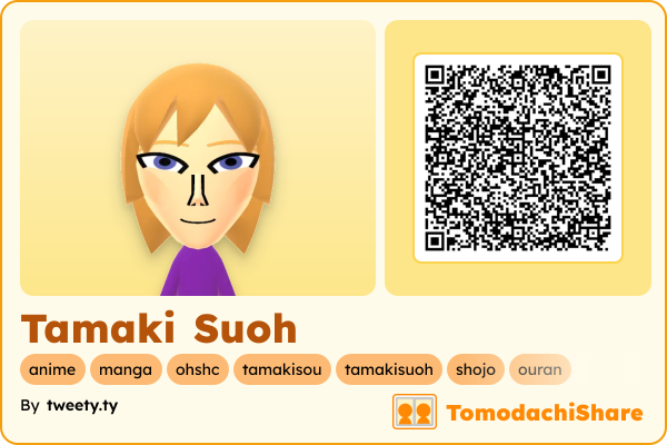 Tamaki Suoh, a male Mii  with tags: anime, manga, ohshc, tamakisou, tamakisuoh, shojo, ouran