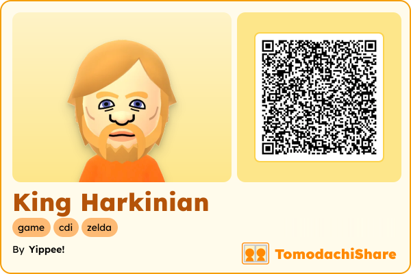 King Harkinian, a male Mii  with tags: game, cdi, zelda