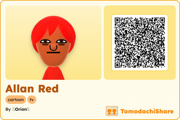 Allan Red, a male Mii  with tags: cartoon, tv