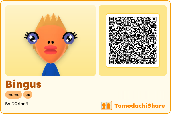 Bingus, a male Mii  with tags: meme, oc