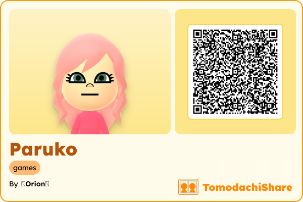 Paruko, a female Mii  with tags: games