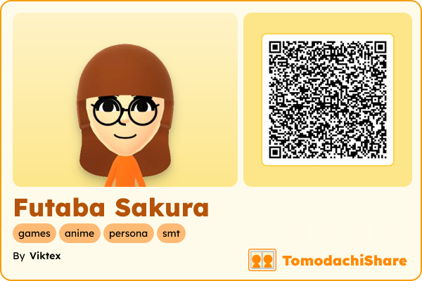 Futaba Sakura, a female Mii  with tags: games, anime, persona, smt