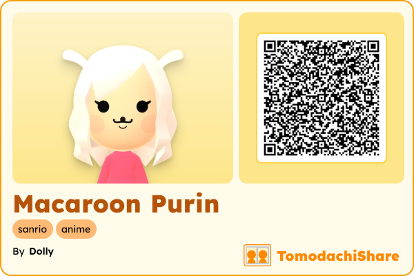 Macaroon Purin, a female Mii  with tags: sanrio, anime