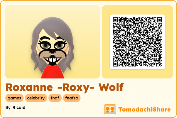 Roxanne -Roxy- Wolf, a female Mii  with tags: games, celebrity, fnaf, fnafsb