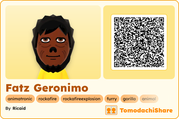 Fatz Geronimo, a male Mii  with tags: animatronic, rockafire, rockafireexplosion, furry, gorilla, animal