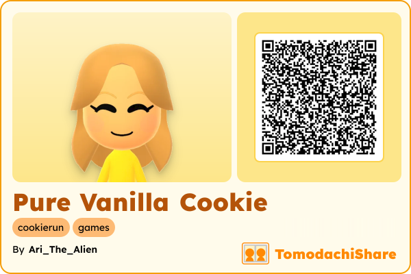Pure Vanilla Cookie, a male Mii  with tags: cookierun, games